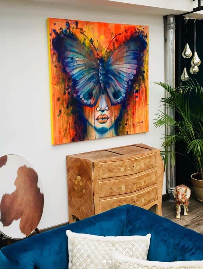 Huile et acrylique sur toile | Femme papillon par Julie Dalloz en 2018