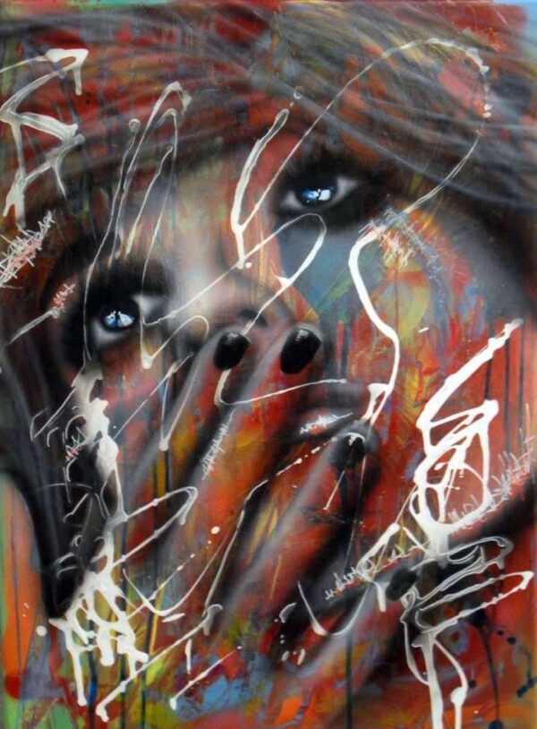 Street Art à la bombe aérosol, peinture sur toile en coton, unique