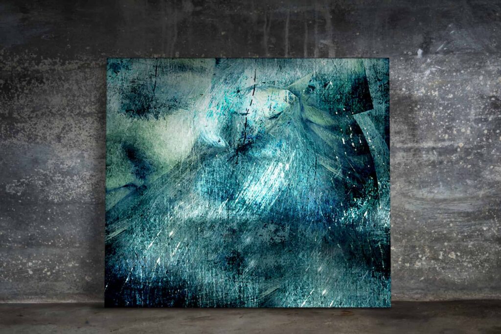 Peinture digitale Abstraite. Nuances de bleus, tons sur tons